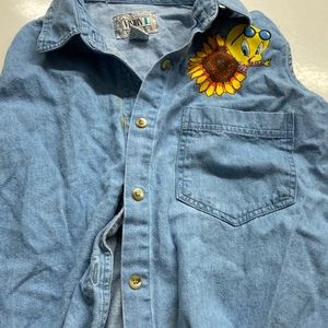 womens tweety bird jean vest size small